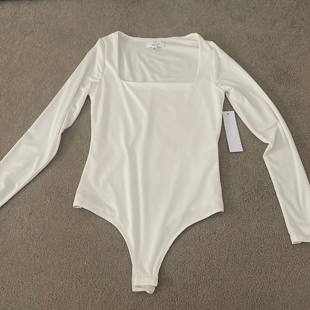 square neck white bodysuit